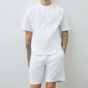 T-shirts et shorts streetwear 2026 en coton épais 100 % unisexe, coupe ample et courte, pour hommes - Product Image 1