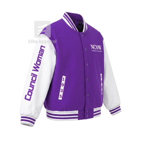 Custom National Council of Negro Women Sorority Racing <b>jacket</b> embroidered logo letterman Style for female <b>with</b> polyester <b>lining</b> - Product Image 2