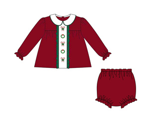 OEM Service Breathable Vintage red color Casual shirts Vietnam Infants & Todlers Baby Girls' Blouse & Bloomer <b>Shorts</b> Set - Product Image 4