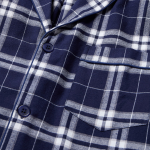 Pijamas de Franela a Cuadros Casuales para Hombre, Ropa de Dormir de Manga Larga, Algodón ODM, Venta al por Mayor, Ajuste Regular, con Bolsillo de Parche - Product Image 5