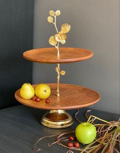 Soporte Dorado de Tres Niveles para Tartas, Bandeja de Servir Metálica Hecha a Mano con Asa Ornamental, Exhibidor de Postres de Múltiples Capas - Product Image 5