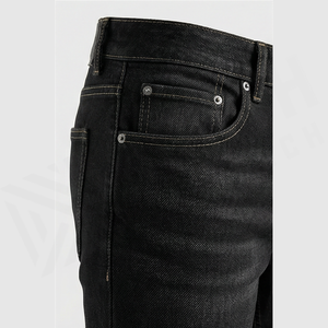 Jean en denim coupe droite délavé foncé pour homme, taille haute, coupe slim, en coton, style décontracté, pantalon d'automne - Product Image 5
