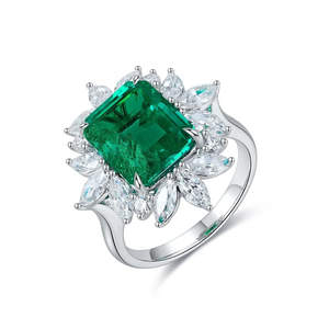 Stylish <b>Emerald</b> Cut Diamond Engagement <b>Ring</b> 925 <b>Silver</b> Classic Style Women's IGI Certified - Product Image 1