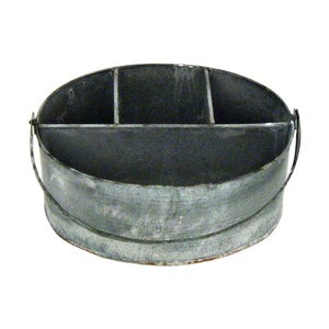 Porta cubiertos de metal galvanizado de gran venta para fiestas con mango de madera, organizador de utensilios de picnic de 3 compartimentos a bajo precio - Product Image 1