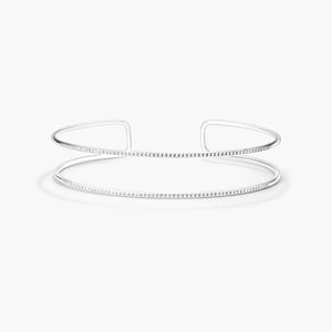Two Row Cuff Diamond <b>Bracelet</b> In Yellow Gold - Product Image 3