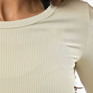 100% High Quality Ribbed Material Women's Stretchable <b>Long</b> Sleeve Shirt Short Length O Neck Body Fit Sportswear Casual Shirt - Product Image 4