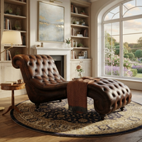 Chaise longue en cuir artisanale de style vintage, canapé-lit moderne capitonné, modulaire, pour salle à manger, hall d'hôtel, décoration de chambre