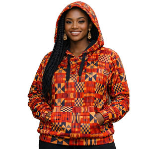 Sweat à capuche unisexe imprimé africain sublimé, motif Kente, streetwear tendance, polyester premium, vêtements décontractés, OEM ODM - Product Image 1