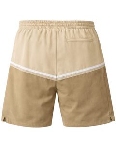 Beige And Khaki Color Block Mens Drawstring Shorts Zipper Pocket Casual Summer Beach <b>Athletic</b> Quick Dry Comfortable Shorts - Product Image 2