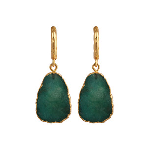 Pendientes de Aro Geométricos de Amatista Verde Fresa, Chapados en Oro, Estilo Boho, Joyería para Mujer, Regalo Artesanal - Product Image 5