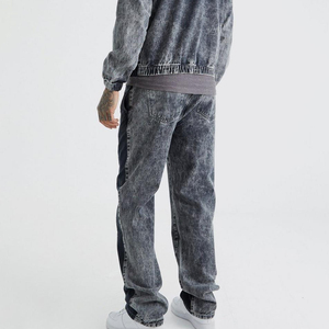 Custom Designer Men's Wide Leg Cargo Denim Pants Grey Breathable Waterproof OEM ODM Service Ripped Stacked Skinny <b>Trousers</b> - Product Image 2