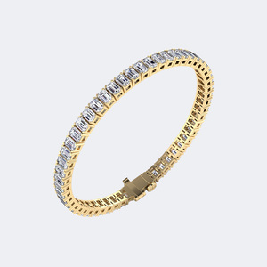 11.40CTW Emerald Bar-<b>Set</b> Diamond Line Bracelet - Product Image 3