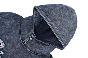 Sweat à capuche zippé sur mesure, coupe et couture de qualité supérieure, effet délavé soleil, coupe oversize, avec broderies et détails de patchs pour les marques. - Product Image 2