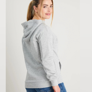 Sudadera con Capucha de Forro Polar Gris para Mujer, Corte Regular, Color Sólido, Informal, con Bolsillo, para Otoño, Ropa Deportiva - Product Image 2