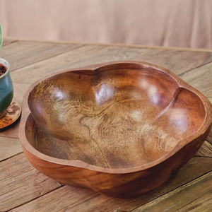 Tazón de Servir de Madera Rústica Ecológico, Hecho a Mano, de Madera Natural con Acabado Pulido Suave, Vajilla Duradera para Comedor y Cocina - Product Image 6