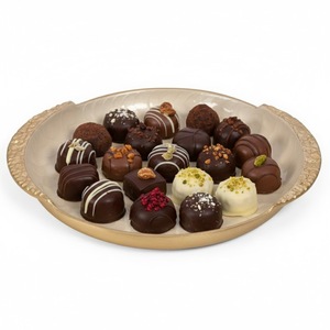 Plateau de service en métal artisanal pour chocolats de luxe, idéal pour les tables de desserts de mariage et les événements, parfait pour offrir en cadeau - Product Image 3