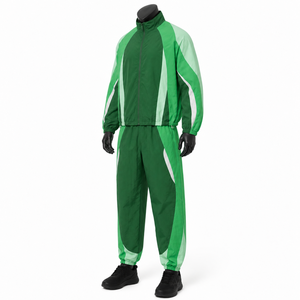 Men's Green Color Blocked <b>Windbreaker</b> Jacket Set Water Resistant All Seasons Outdoor Custom <b>Windbreaker</b> Sets - Product Image 4