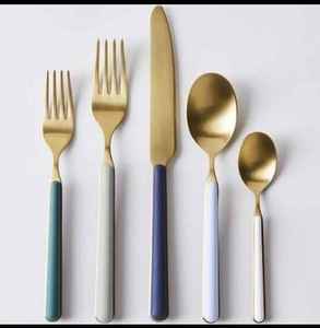 Wedding and Party Stainless Steel Dinnerware <b>Set</b> Luxury Finish Premium Gold Plated Stainless Steel <b>Flatware</b> <b>Set</b> At Best Price - Product Image 5
