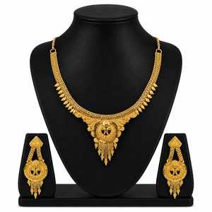 Wholesale Brass 14K 18K 24K Dye Gold Plated Forming Necklaces Fashion Jewelry Traditional Jewelry Set <b>Bridal</b> Short Necklace Set - Product Image 1