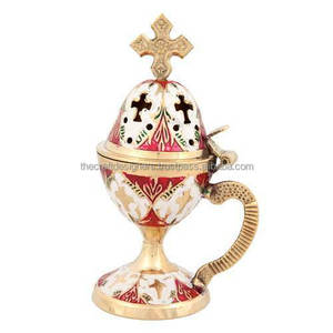 Brûleur d'encens coloré personnalisé OEM ODM laiton de qualité 100% sans rouille vacances et fêtes de Noël brûleur d'encens croix sur le dessus - Product Image 3