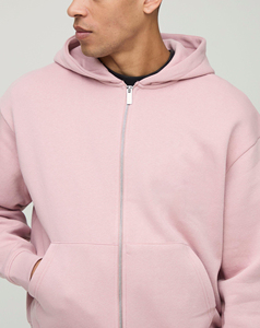 Custom Full Zip Hoodie Heavyweight Cotton Fleece Sweatshirt Solid Color Relaxed Fit Hooded Jacket Custom Logo Zip Up Hoodie - Product Image 6