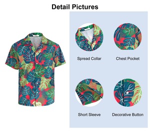 Custom Sublimation Hawaiian <b>Shirt</b> Tropical Print Beach <b>Shirt</b> Short Sleeve <b>Button</b> Up Summer Casual Wear OEM Wholesale - Product Image 2