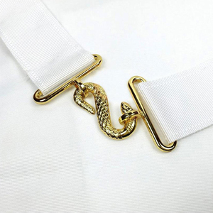Tablier maçonnique blanc Master Mason avec broderie 3D, boucle dorée, sangle réglable, tissu uni, accessoire cérémoniel personnalisé - Product Image 4