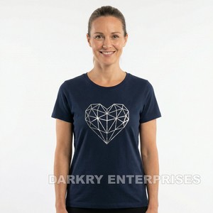 T-shirt marron café pour femme, personnalisé avec cœur 3D en relief, vente en gros, haut en coton à impression bouffante pour femme, usine de vêtements OEM - Product Image 6