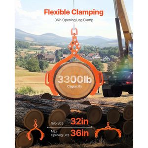 Pinza per Sollevamento Tronchi in Acciaio Resistente da 36 Pollici, Pinza Girevole a 4 Artigli con Capacità di Sollevamento di 3300 LBS, Attrezzatura Forestale Timber Eagle - Product Image 2