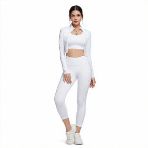 Ensemble 2 pièces de vêtements de sport pour femmes : veste zippée compressive et leggings de yoga - Product Image 4