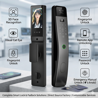 Serrure de porte intelligente à reconnaissance faciale 3D avec écran IPS de 5 pouces 140 °   Interphone visuel grand angle, serrure à empreintes digitales entièrement automatique pour la maison