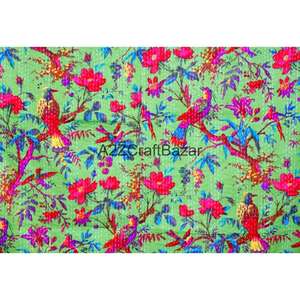 Edredón Kantha de Algodón Orgánico Hecho a Mano en India, Vintage, Ecológico, Reversible, Bordado, Tamaño Doble, para Hogar y Hotel - Product Image 2