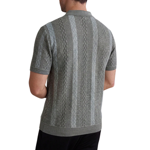 Camisa de Punto para Hombre, Manga Corta, Diseño de Rayas Verticales, Estilo Casual de Verano, Cuello con Botones, Ligera, Suave y Ajustada - Product Image 2