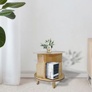 Libreria Girevole a 360 Gradi in Legno di Pino a 1 Livello, Espositore Moderno Rotante a 360 Gradi - Product Image 3