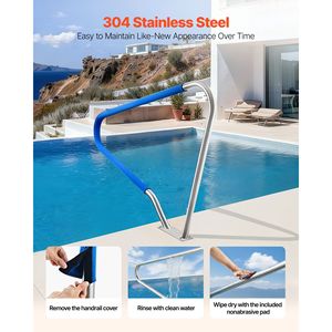 Corrimano per Piscina in Acciaio Inox 304 Resistente 48 X 36 Pollici, Capacità di Carico 220 Libbre, Ringhiera Antiscivolo Rimovibile - Product Image 3