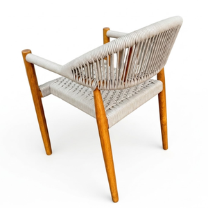 Chaise de restaurant en teck et en corde, au design moderne et élégant, pour différents concepts. - Product Image 3