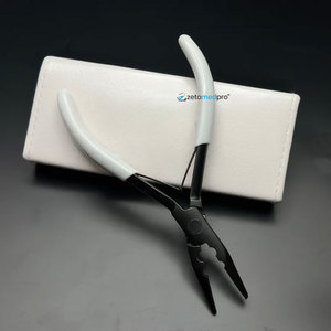 Matte Black 2 Hole Hair <b>Extension</b> Plier Custom Logo Stainless Steel with White Grip On Handle Micro <b>Beads</b> Plier - Product Image 1