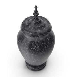 Urna Funeraria de Mármol Negro, Recuerdo Conmemorativo, Florero Decorativo Redondo, 200 Pulgadas Cúbicas, para Homenaje Funerario - Product Image 4