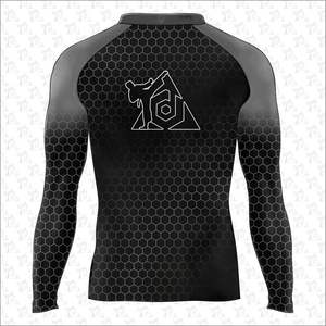 Custom <b>Black</b> Rash Guard for Men Quick Dry & Breathable with Long Sleeves BJJ <b>Compression</b> Sublimation Printing - Product Image 6
