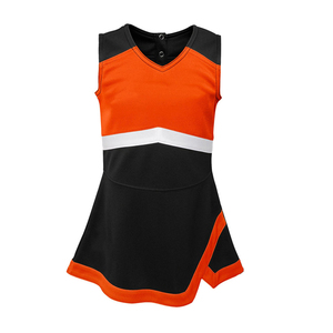 Uniformes de cheerleading personnalisés OEM en polyester/spandex sublimé pour adultes, vente en gros, ensemble deux pièces bicolore, tenue de cheerleading avec logo personnalisé - Product Image 1