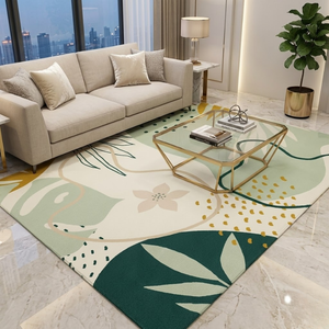 Modern <b>Abstract</b> Floral Polyester Rectangle Carpet | Machine Made Area Rug Non-Slip Surface 6mm Low Pile <b>Canvas</b> Backing Home Use - Product Image 3