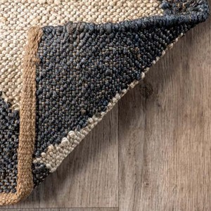 Handwoven Diamond Pattern Jute Area Rug Modern Geometric Cotton Flat <b>Weave</b> Carpet Living Room Bedroom Hallway Home Decor Rug - Product Image 6