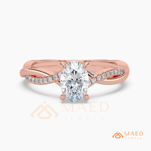 Rose Gold Oval Moissanite Engagement Ring Lab Grown Diamond Bridal Jewelry Women USA Anniversary Band - Product Image 5