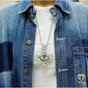 Colgante de diseño con símbolo Iced Out, diamante de moissanita, plata de ley 925, collar de lujo personalizado con dije llamativo - Product Image 4
