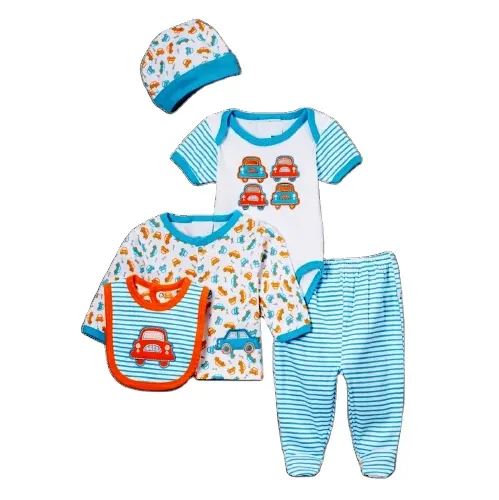 Neugeborene Babys Kleidungs set Private Label OEM Service Unisex 100% Baumwolle Essential Baby Stram pler Geschenkset INTER LOCK Baby Wear