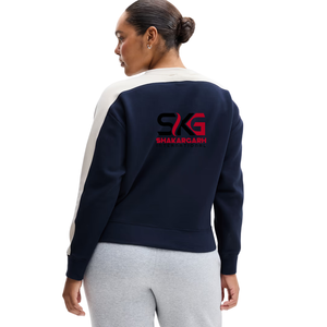 Women Cotton Crew Neck Sweatshirt <b>V</b> Neck Patchwork Pullover Custom Logo Print Breathable Loose <b>Fit</b> Tracksuit Top - Product Image 2