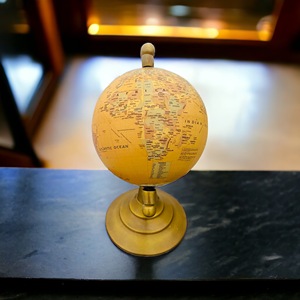 Support de globe terrestre rotatif en laiton jaune, style Art Déco, écologique, décoration de bureau à domicile, cadeau - Product Image 2