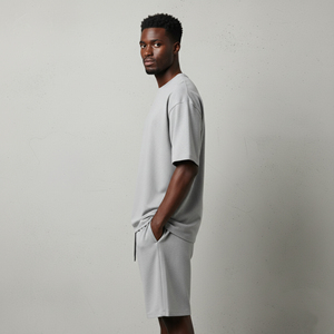 High Quality 100% Cotton Customized Plus Size Men's Short <b>Set</b> <b>2</b> tone Drop Shoulder Comfortable Streetwear man <b>2</b> <b>piece</b> <b>set</b> - Product Image 5