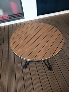 Mesa de centro moderna con tablero de listones de PS, patas de metal con revestimiento, listones de PS, fácil de limpiar, muebles para el hogar, mesa de comedor - Product Image 3