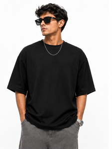 เสื้อยืดคอตตอน 100% ทรงโอเวอร์ไซส์แบบดรอปโชลเดอร์ ผ้าถักด้านหน้า - รับผลิตแบบ OEM/ODM เสื้อผ้าแบรนด์ส่วนตัว (ระบายอากาศได้ดี เป็นมิตรต่อสิ่งแวดล้อม) - Product Image 1